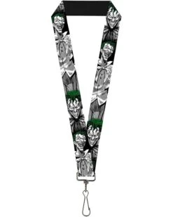 Buckle-Down Unisex-Adult's Lanyard-1.0"-Joker Laughing Poses Black/White/Green, Multicolor, One-Size