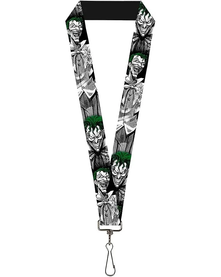 Buckle-Down Unisex-Adult's Lanyard-1.0"-Joker Laughing Poses Black/White/Green, Multicolor, One-Size