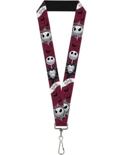 Buckle-Down Unisex Adults Lanyard - 1.0 Nightmare Before Christmas Jack Face/Corpse Key Chain, Multicolor, One Size US