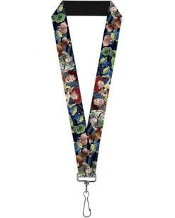 Buckle-Down Unisex Adults Lanyard - 1.0 Toy Story Characters Running2 Denim Rays Key Chain, Multicolor, One Size US