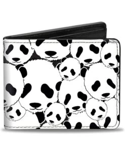 Buckle-Down Mens Buckle-down Pu Bifold - Panda Bear Stacked Bi Fold Wallet, Multicolor, 4.0 X 3.5 US
