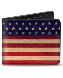 Buckle-Down PU Bifold Wallet - American Flag Stripe