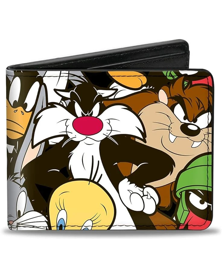 Buckle-Down PU Bifold Wallet - Looney Tunes 6-Character Stacked Collage