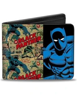 Buckle-Down PU Bifold Wallet - THE BLACK PANTHER Action Poses/Issue #2 Cover/Comic Blocks